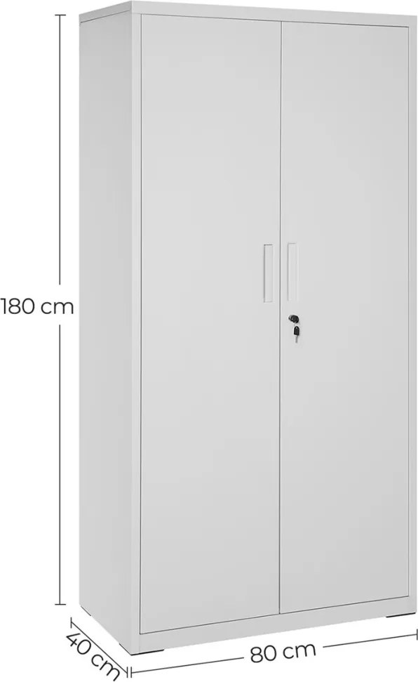 AUS-E1115 fehér fém komód 80 × 40 × 180 cm