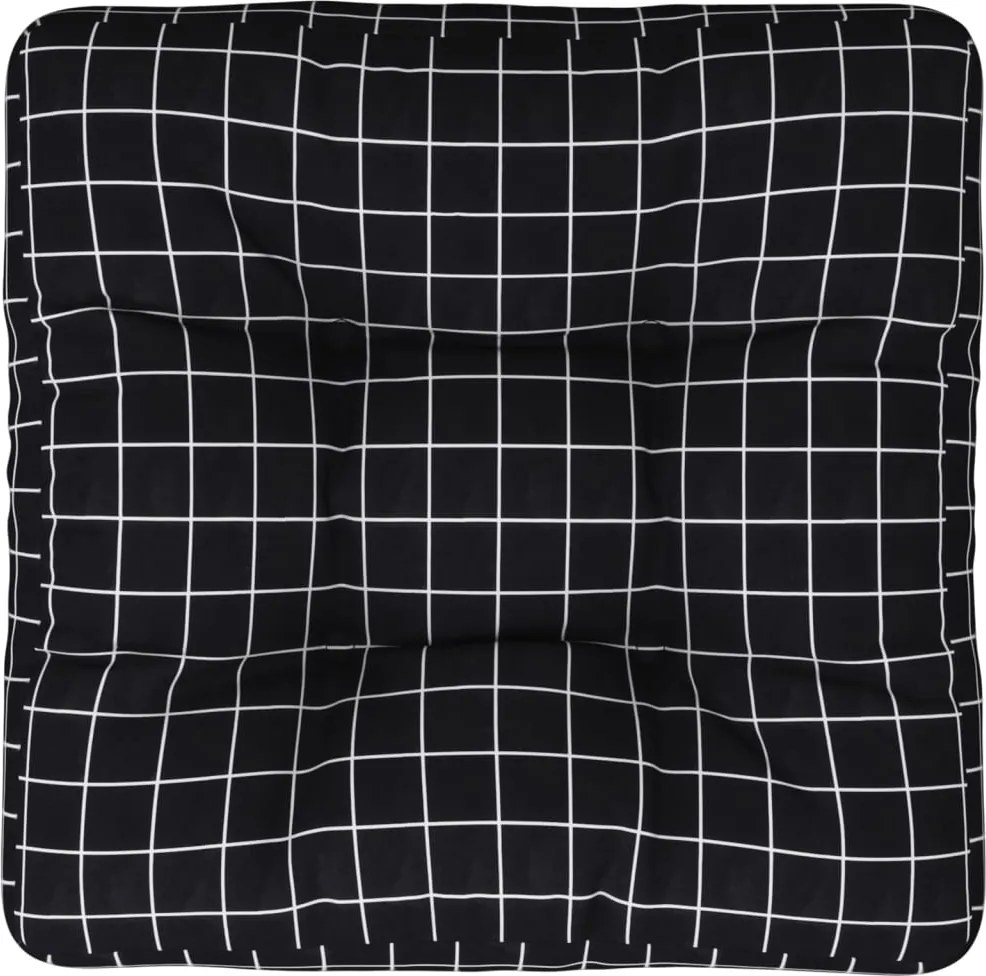 vidaXL fekete kockás szövet raklappárna 60x60x12 cm