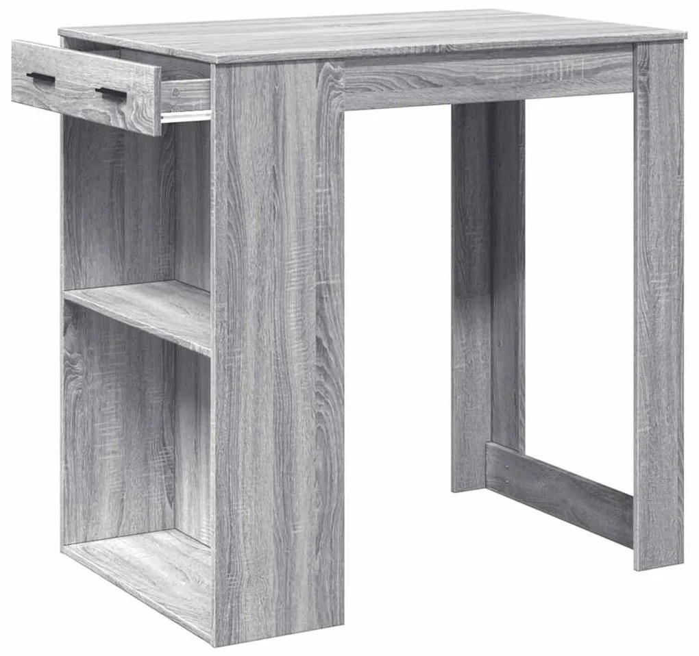 szürke sonoma színű szerelt fa bárasztal 102 x 70 x 103,5 cm