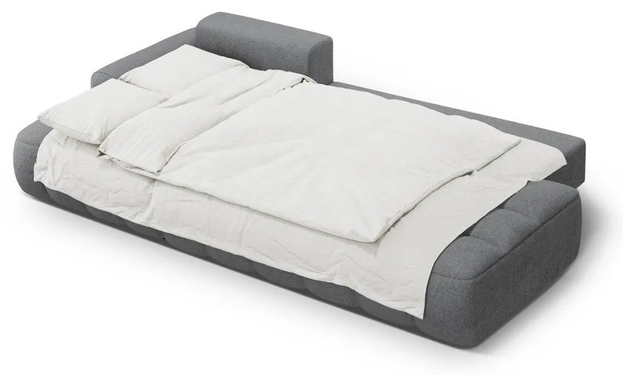 Szürke kinyitható-tárolóhelyes sarokkanapé (bal oldali-heverő résszel) Linz – Cosmopolitan Design