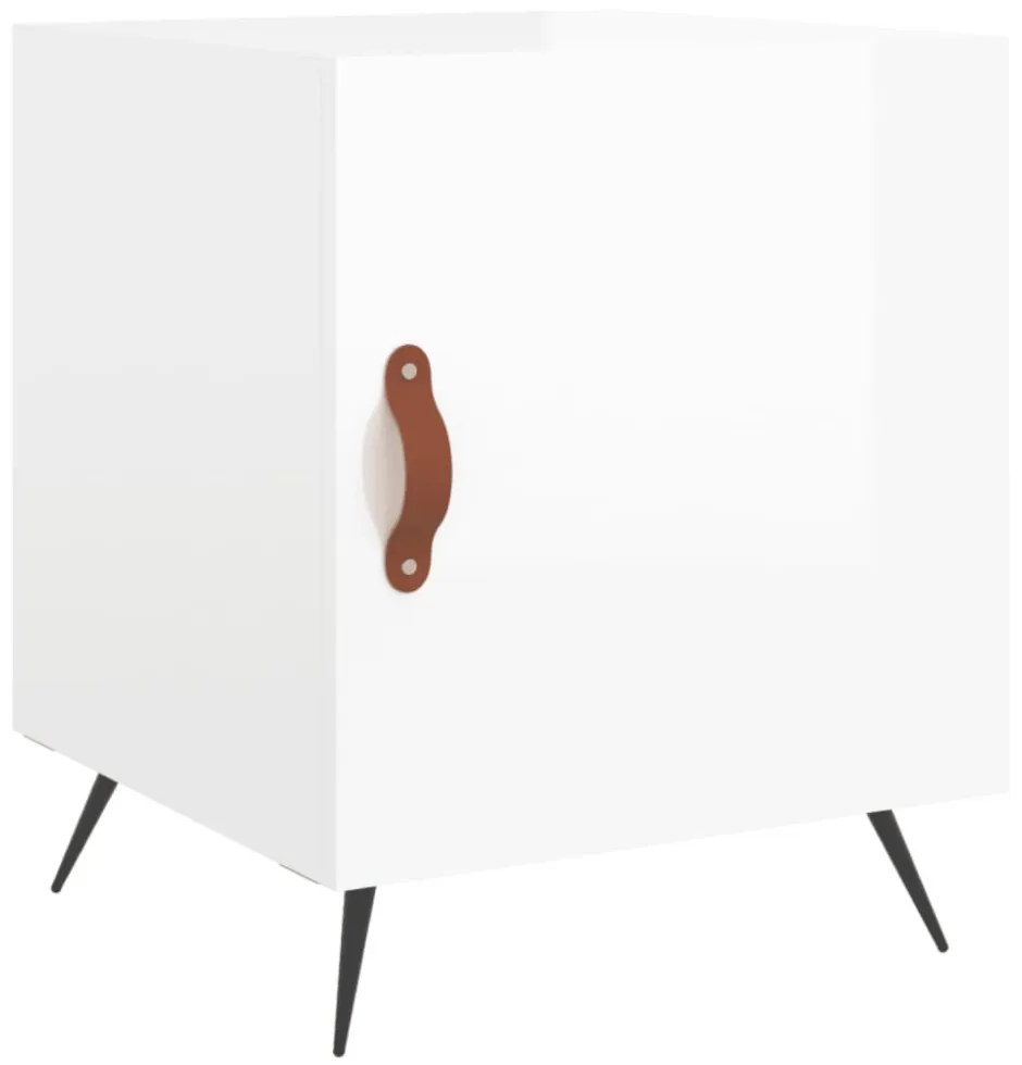 vidaXL magasfényű fehér szerelt fa éjjeliszekrény 40 x 40 x 50 cm