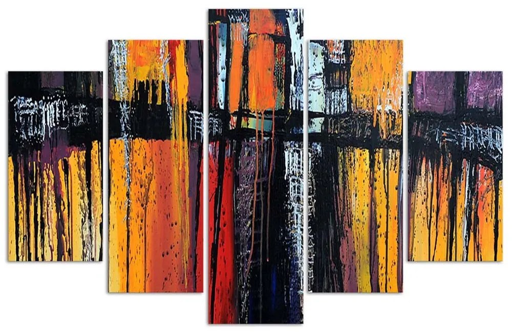 Gario Vászonkép Tüzes absztrakció - 5 részes Méret: 150 x 100 cm