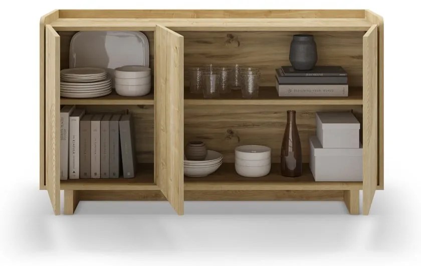 Natúr színű komód tölgyfa dekorral 140x80x40 cm Daira – Marckeric