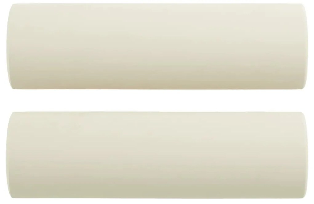 2 személyes krémszínű bársony kanapé díszpárnákkal 120 cm