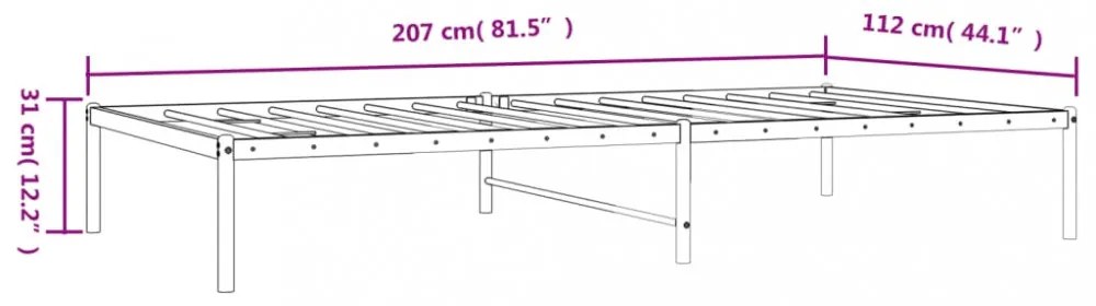 fekete fém ágykeret 107 x 203 cm