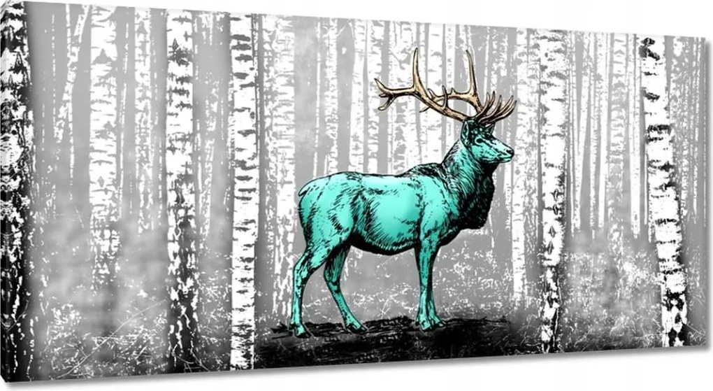 Vászonkép 115x55 Szarvas Nyírfa Erdő