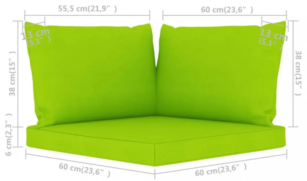 3 db élénkzöld szövet raklapkanapé-párna
