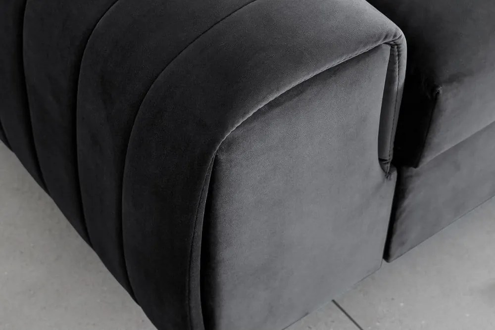 Sötétszürke bársony kinyitható kanapé 261 cm Laurence – ELTAP