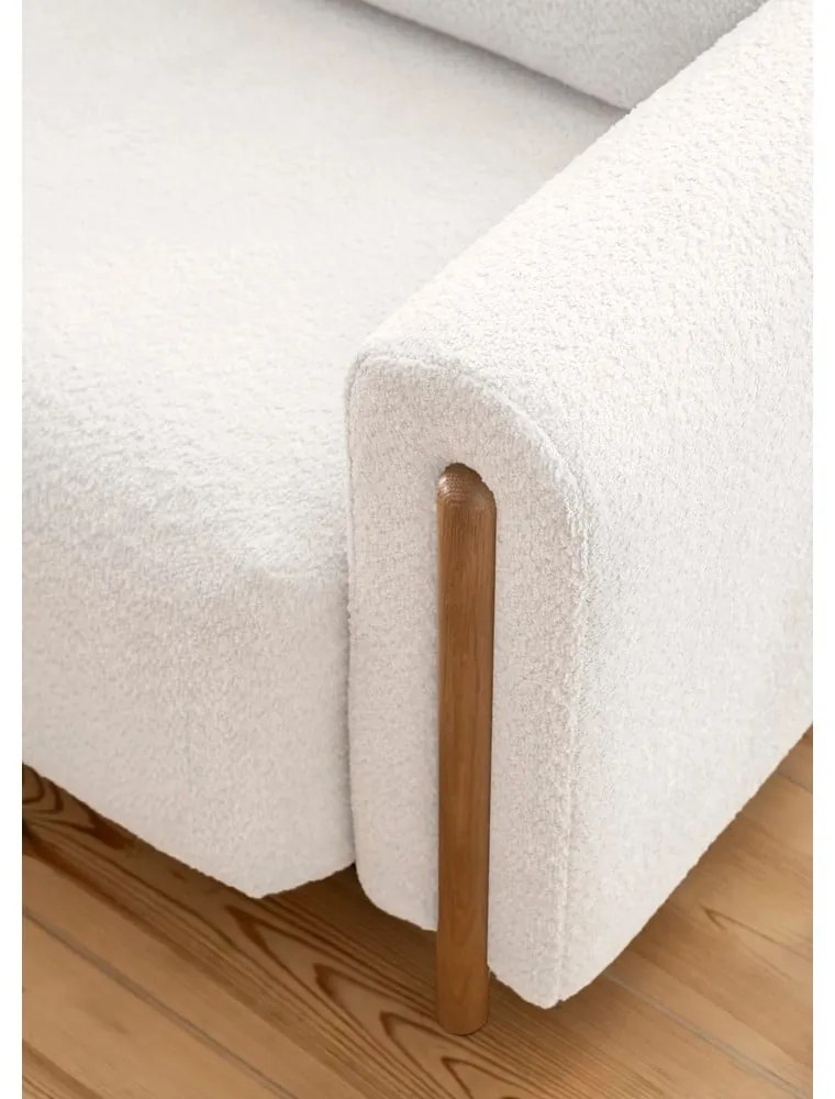 Krémszínű buklé kinyitható-tárolóhelyes kanapé 244 cm Arcadova – ELTAP