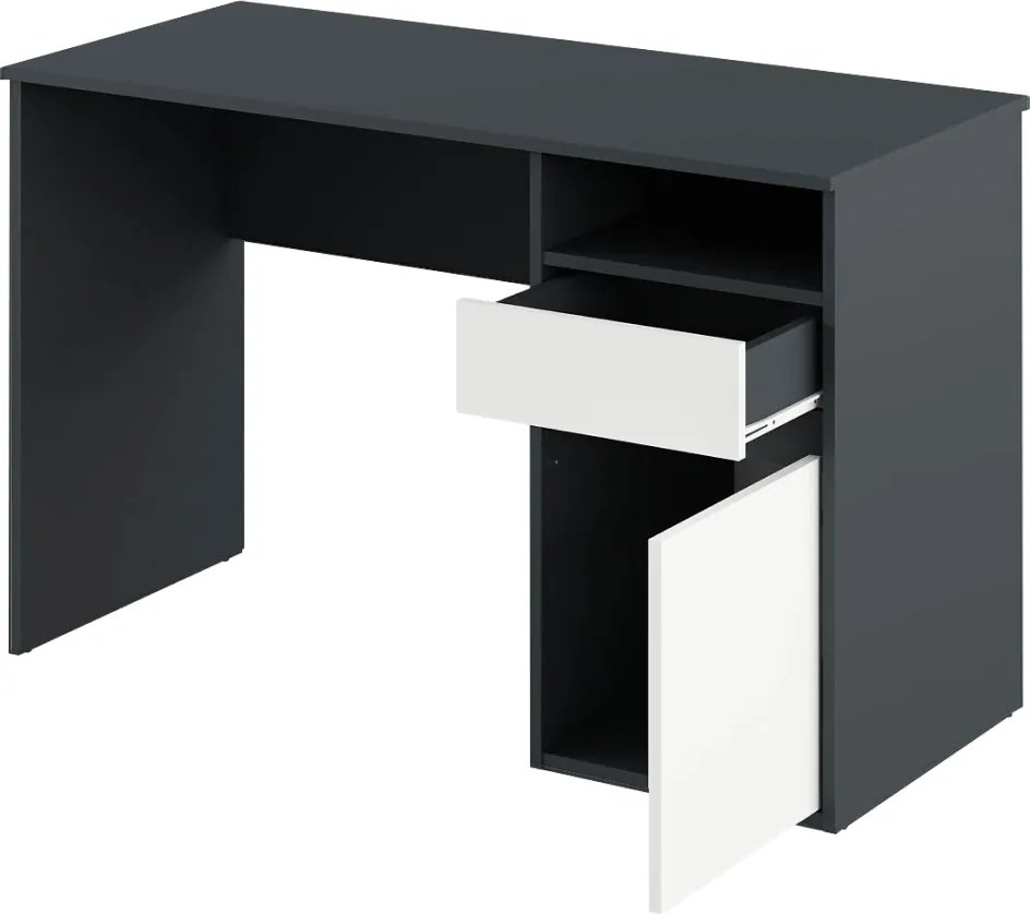 PC asztal, grafit/fehér, BILI NEW