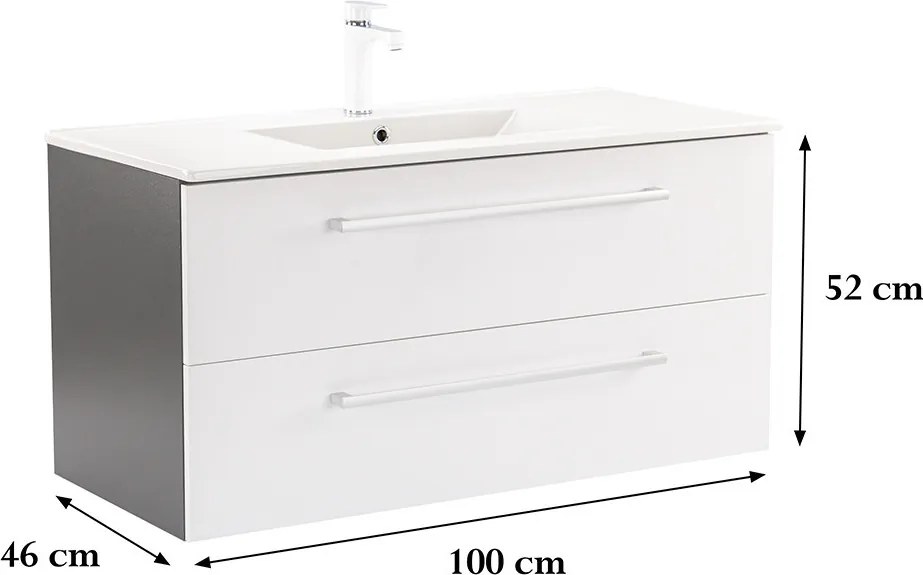 Vario Clam 100 alsó szekrény mosdóval antracit-fehér