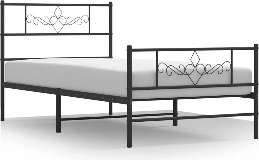 vidaXL fekete fém ágykeret fej- és lábtámlával 80 x 200 cm