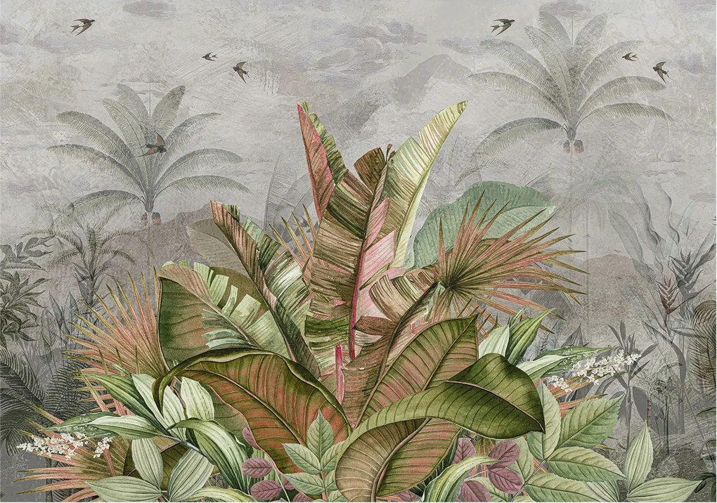 Divatos Flizelin Tapéta Fali Furnér Egzotikus dzsungel 312x219 Ragasztó