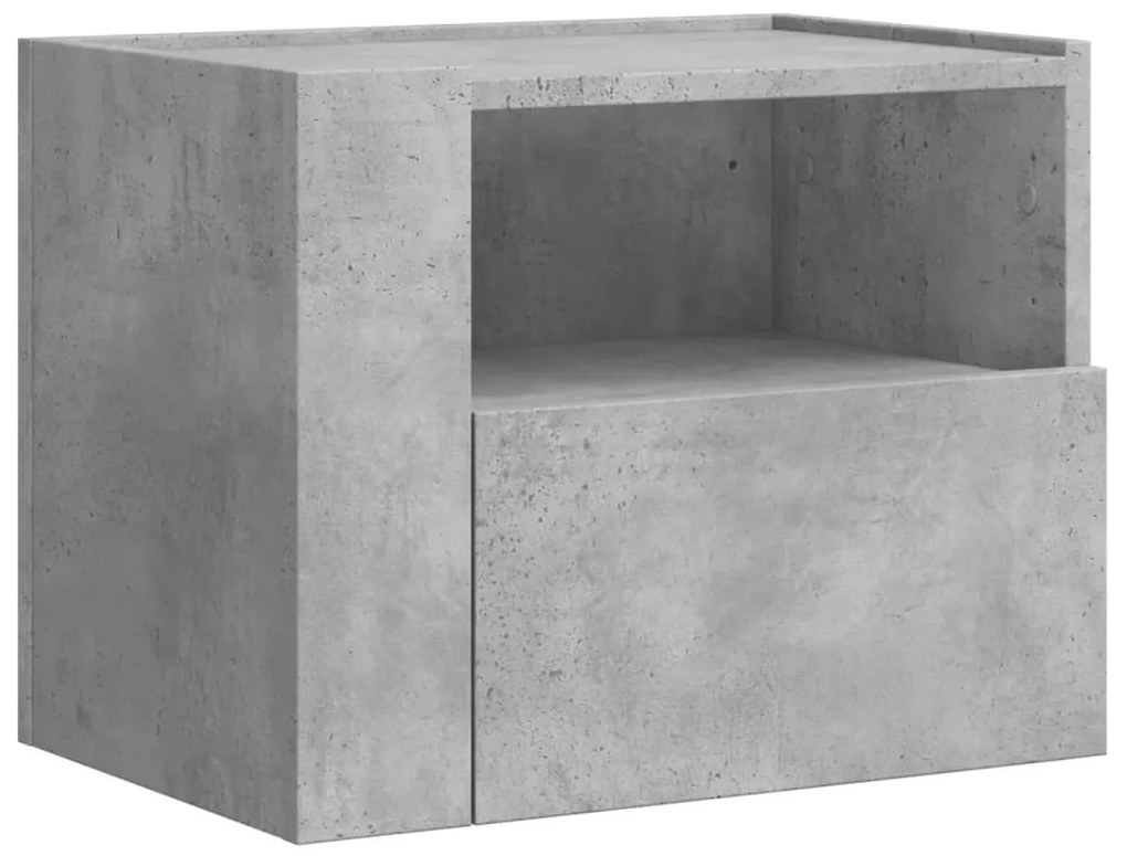 Betonszürke falra szerelhető éjjeliszekrény 45 x 30 x 35 cm