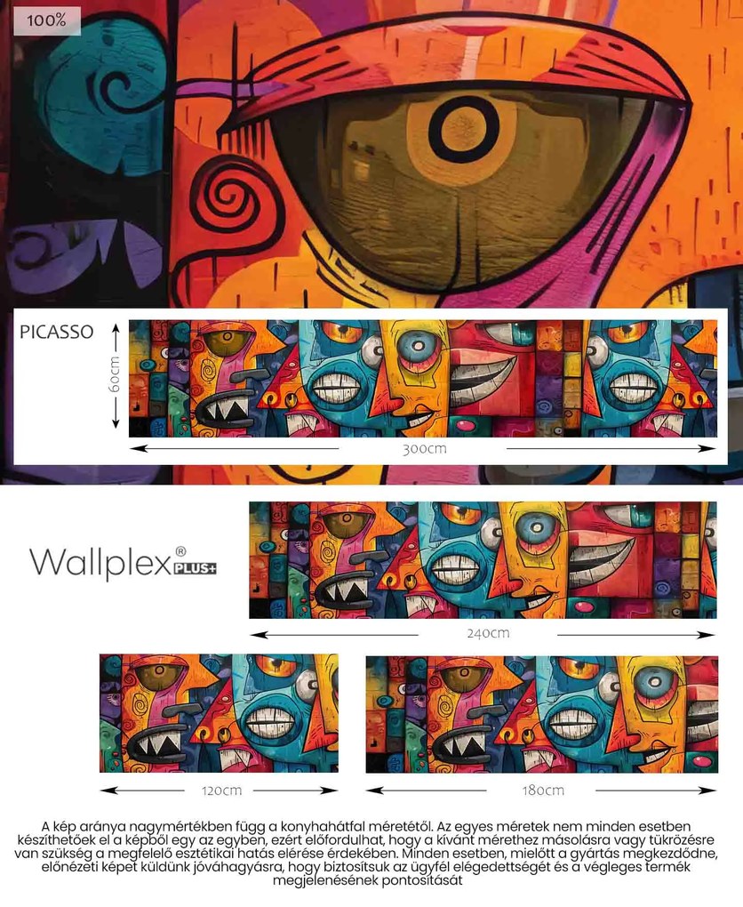 Wallplex konyhahátfal Picasso (Méret: 60x180)