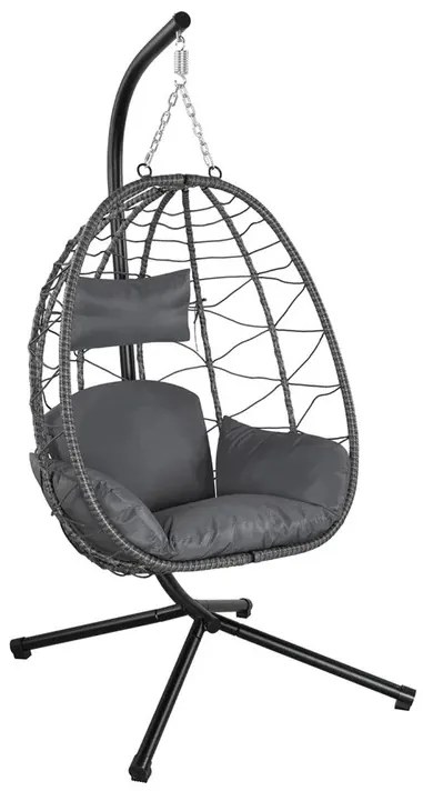 Juskys Aria rattan függőfotel - sötétszürke