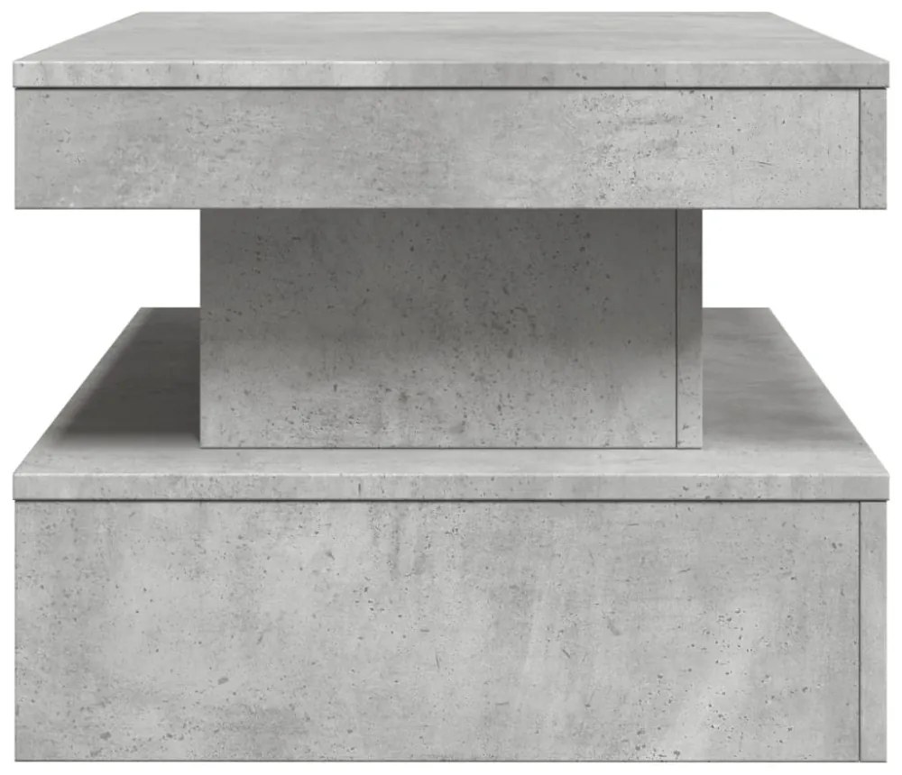 betonszürke dohányzóasztal LED-lámpákkal 90x50x40 cm