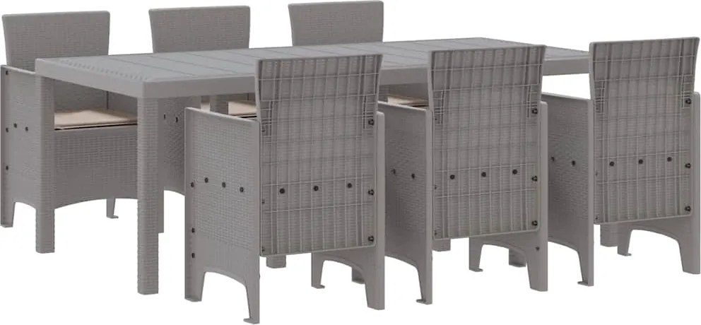 vidaXL Kert étkező szett 7 pcs Világosszürke Polipropilén