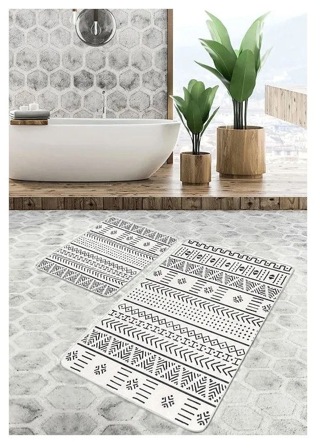 Fekete-fehér fürdőszobai kilépő szett 2 db-os 60x100 cm – Mila Home
