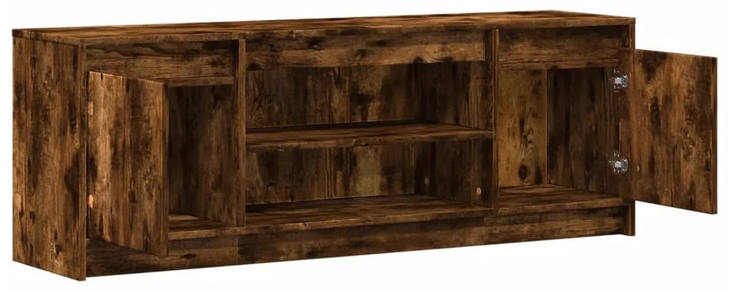 füstös tölgy színű szerelt fa LED-es TV-szekrény 139,5x34x50 cm