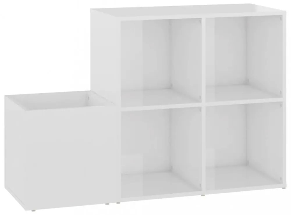 magasfényű fehér előszobai cipősszekrény 105 x 35,5 x 70 cm
