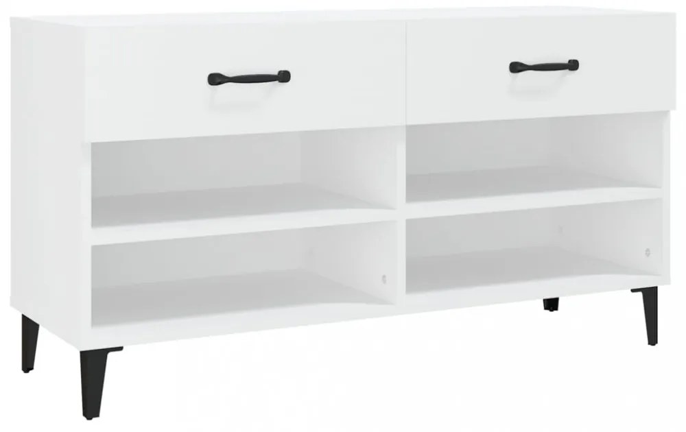 fehér szerelt fa cipősszekrény 102x35x55 cm