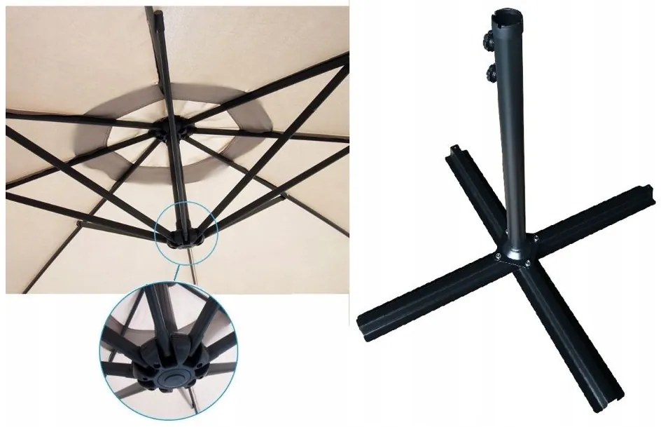 Összecsukható kerti napernyő - krém színű 350 cm