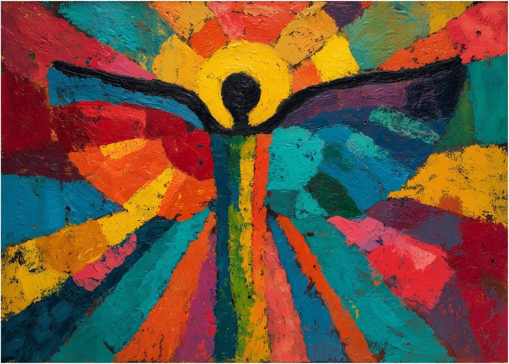 Üveg kép - Festett angyal (70x50 cm)