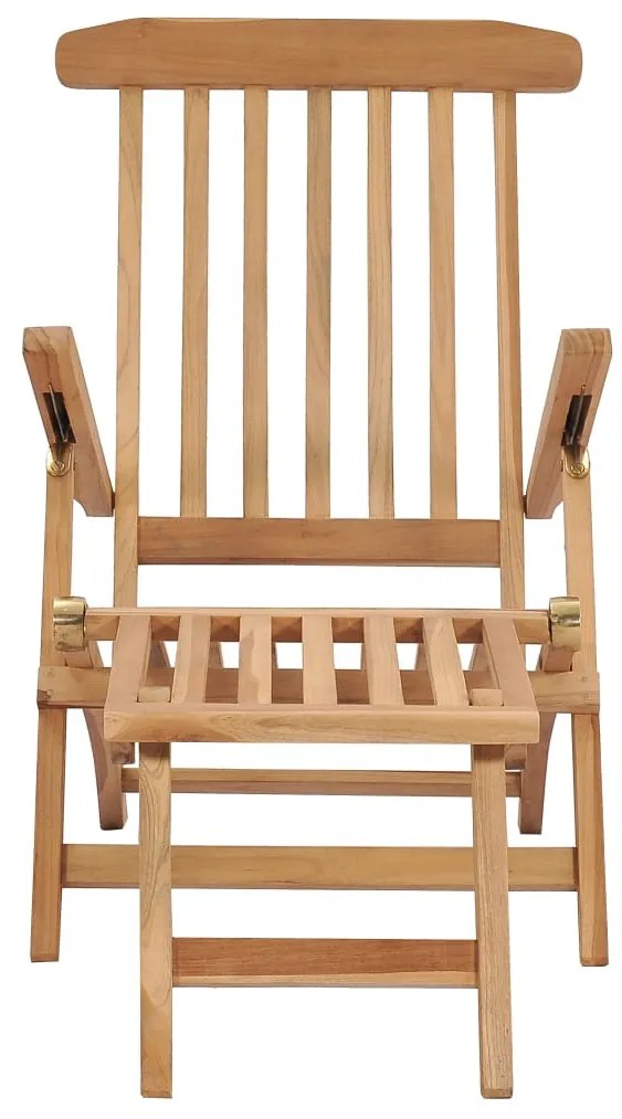 Tömör tíkfa lábtartóval ellátott kerti napozószékek és asztal