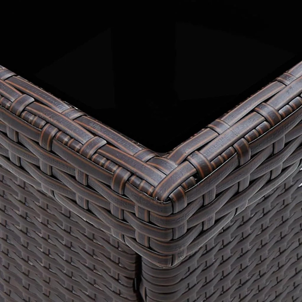 3 részes barna polyrattan és üveg kerti étkezőgarnitúra
