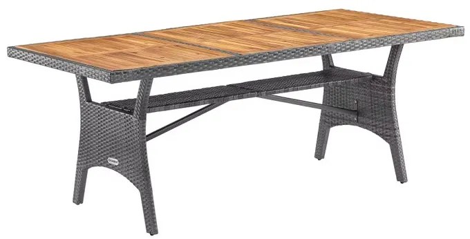 Deuba Takeo rattan asztal 190x90x74 cm - szürke/akác