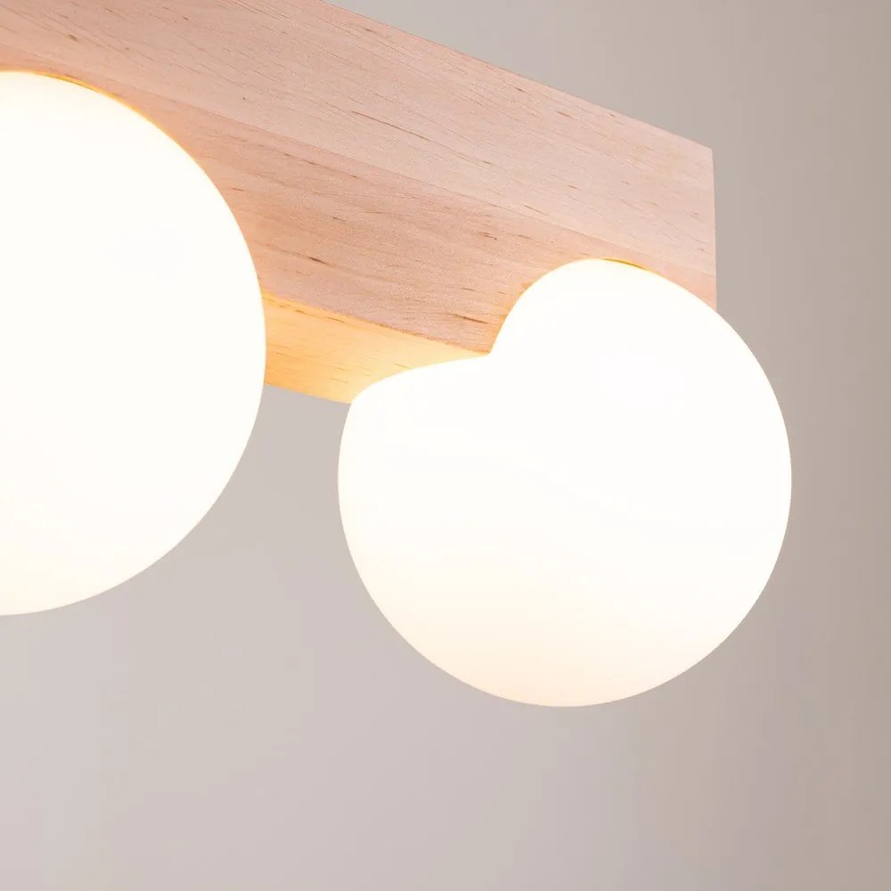 Fehér-natúr színű mennyezeti lámpa üveg búrával ø 12 cm Solum – Sollux