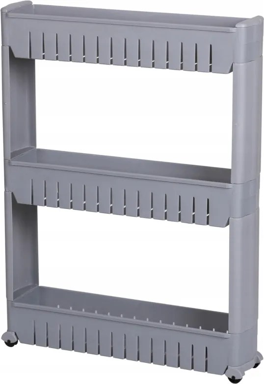 Keskeny fürdőszobai polc, szürke, műanyag, 54x72x12cm