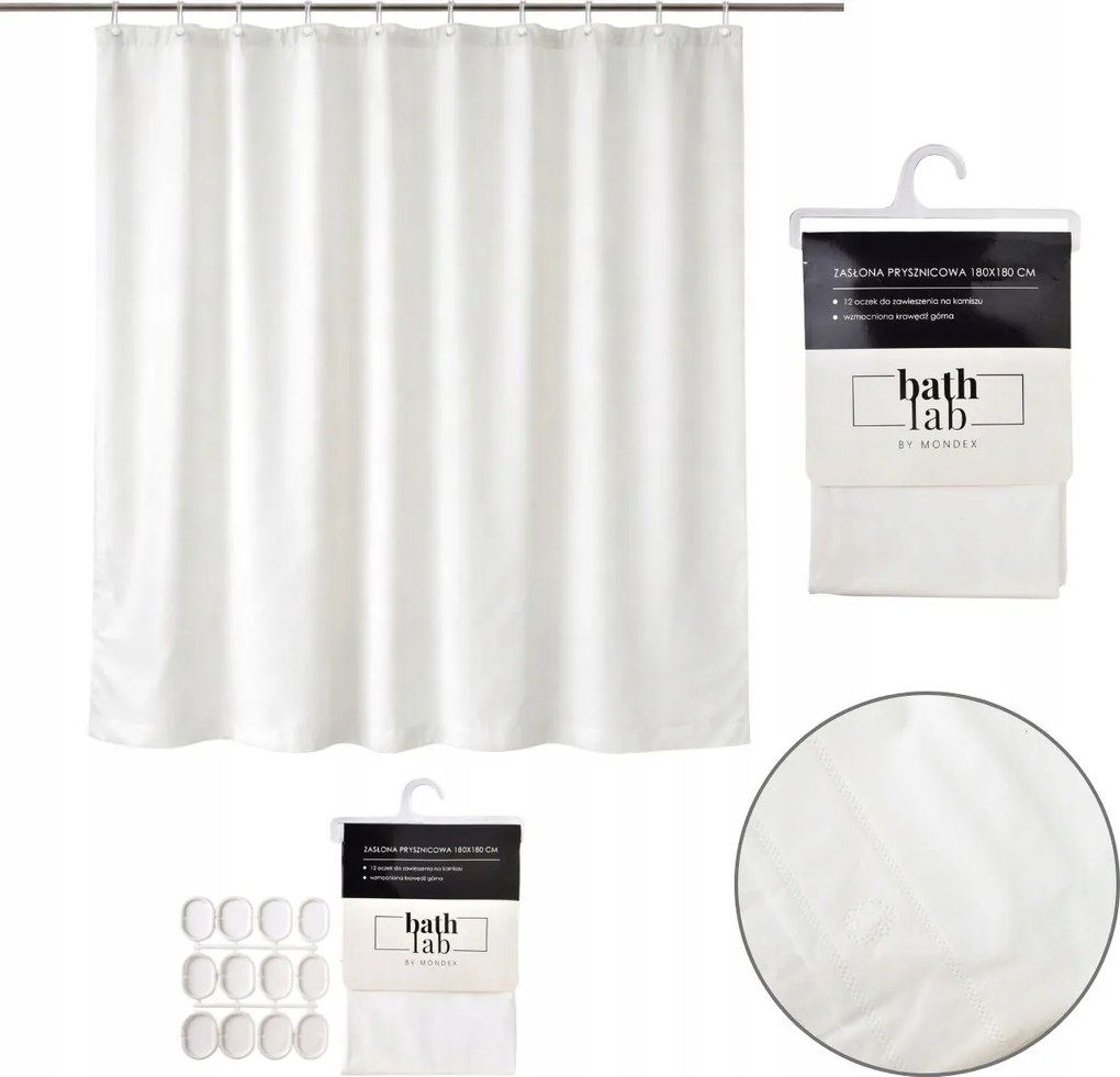 Textil zuhanyfüggöny 180x180cm Zuhanytálcához Fehér macska