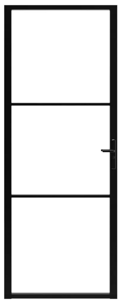 Fekete ESG üveg és alumínium beltéri ajtó 76 x 201,5 cm