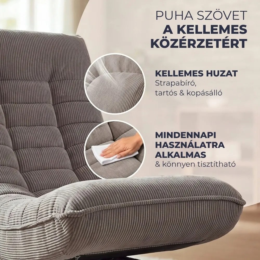 ABERDEEN CORD napozó fotel, bordázott huzat, 87×60×105 cm, szürkésbarna (taupe) Casaria