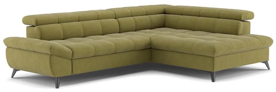 Kinyitható jobb oldali L-alakú MARANO sarokkanapé olívazöld