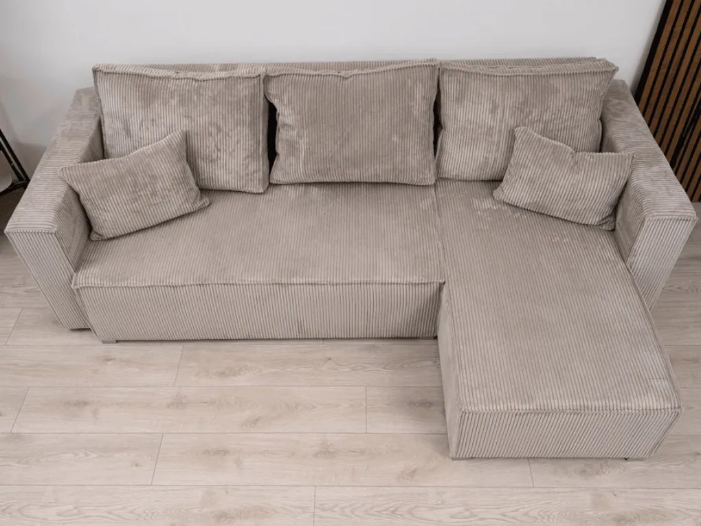 Sötétkék sarokkanapé SMART COSARO, kinyitható + 2 párna AJÁNDÉK