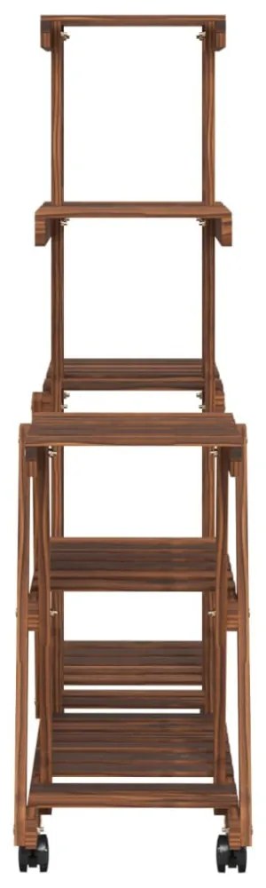 tömör fenyőfa virágtartó állvány kerekekkel 95 x 25 x 101 cm