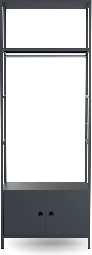 Irodai polc nyitott ruhaakasztó rúddal, recepcióra és váróterembe, fém, antracit, 800x2200x400 mm: ARIEL
