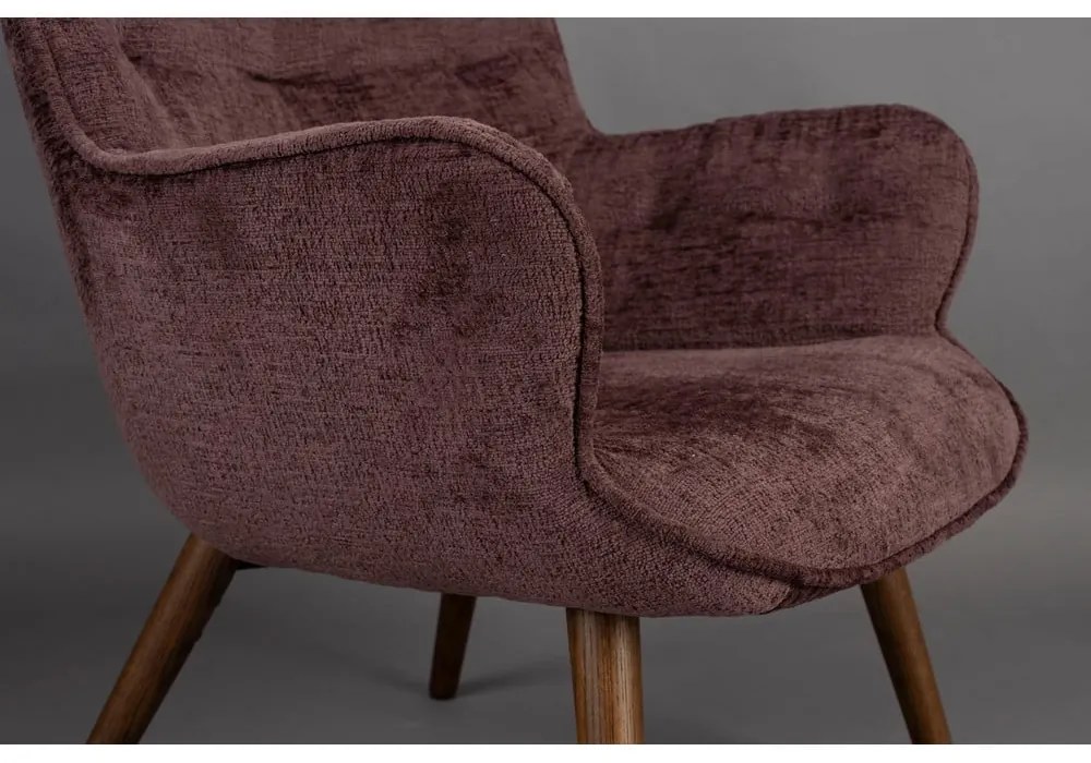 Sötétlila bársony fotel Lenn – Dutchbone