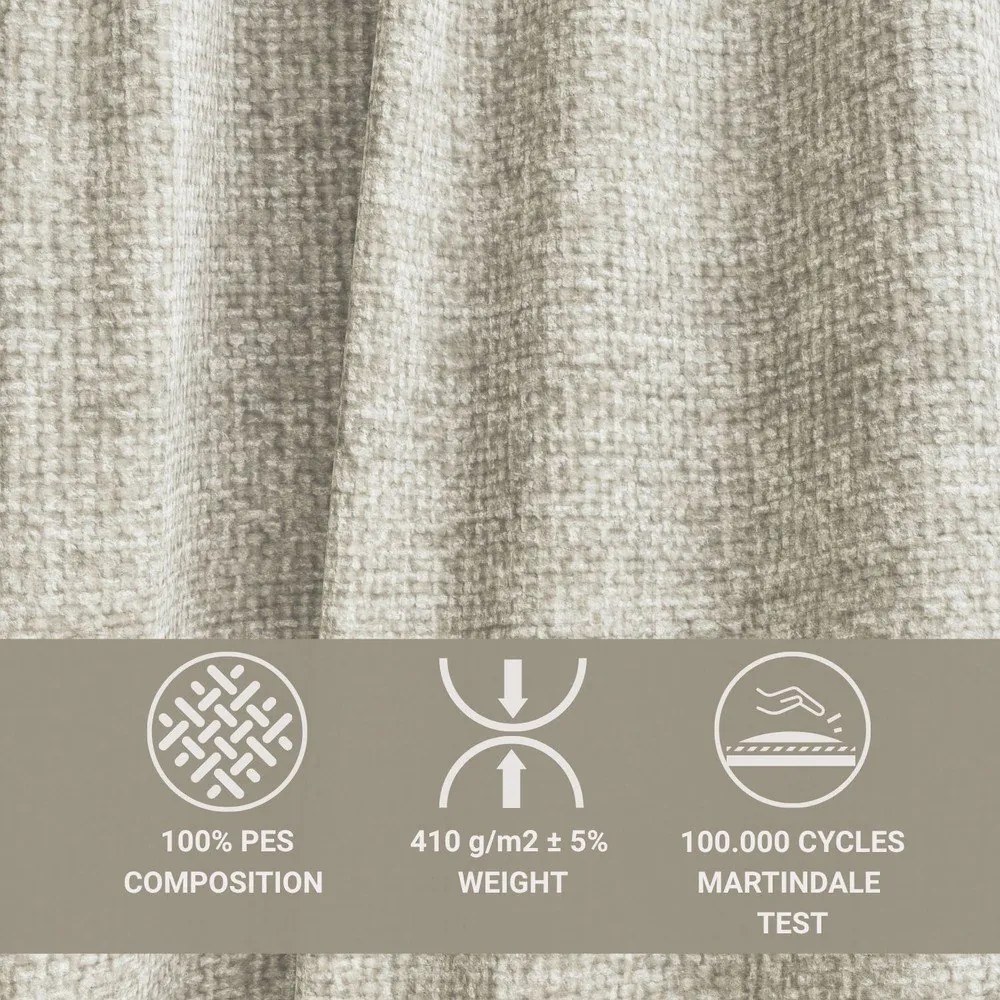 Bézs zsenília kinyitható-tárolóhelyes sarokkanapé (bal oldali-L alakú) Tonga – Maison de Rêve