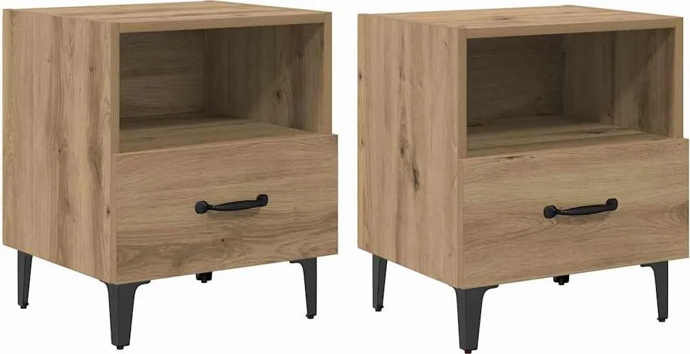 vidaXL Éjjeliszekrény 2 pcs Artisan tölgy 40 x 35 x 47,5 cm Faanyag