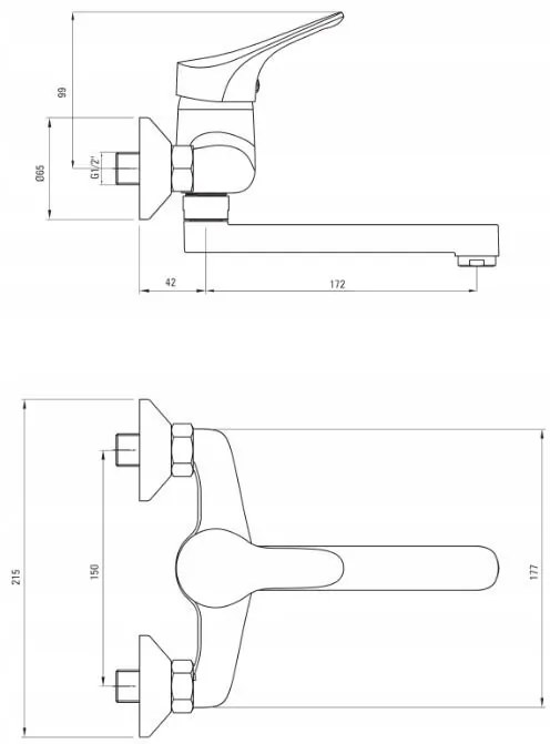 Deante Joko, falra szerelhető mosdócsap 150mm, króm, BOJ_050M