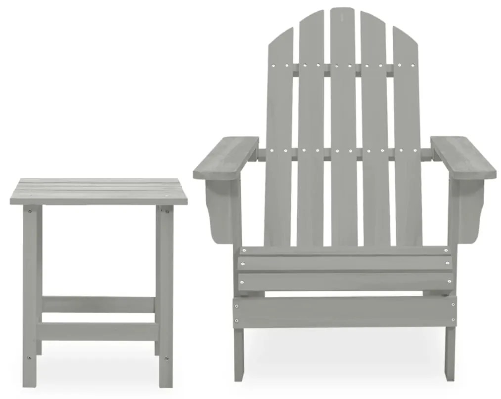 vidaXL szürke tömör fenyőfa kerti adirondack szék asztallal