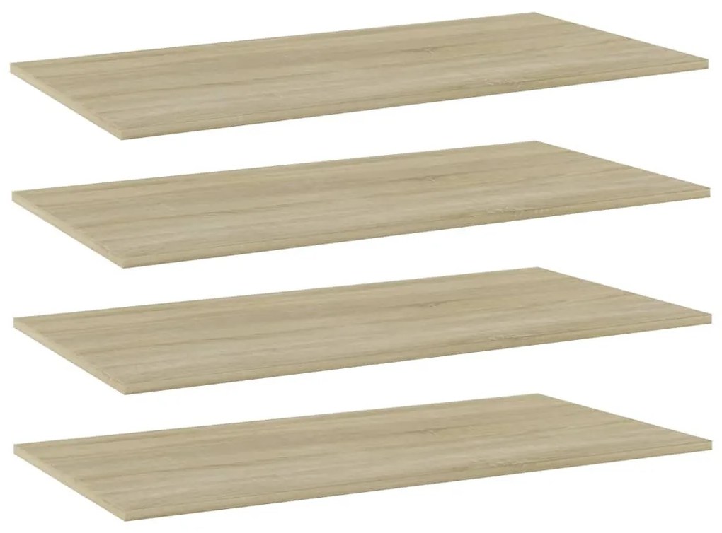 4 db sonoma-tölgy színű forgácslap könyvespolc lap 80x20x1,5 cm