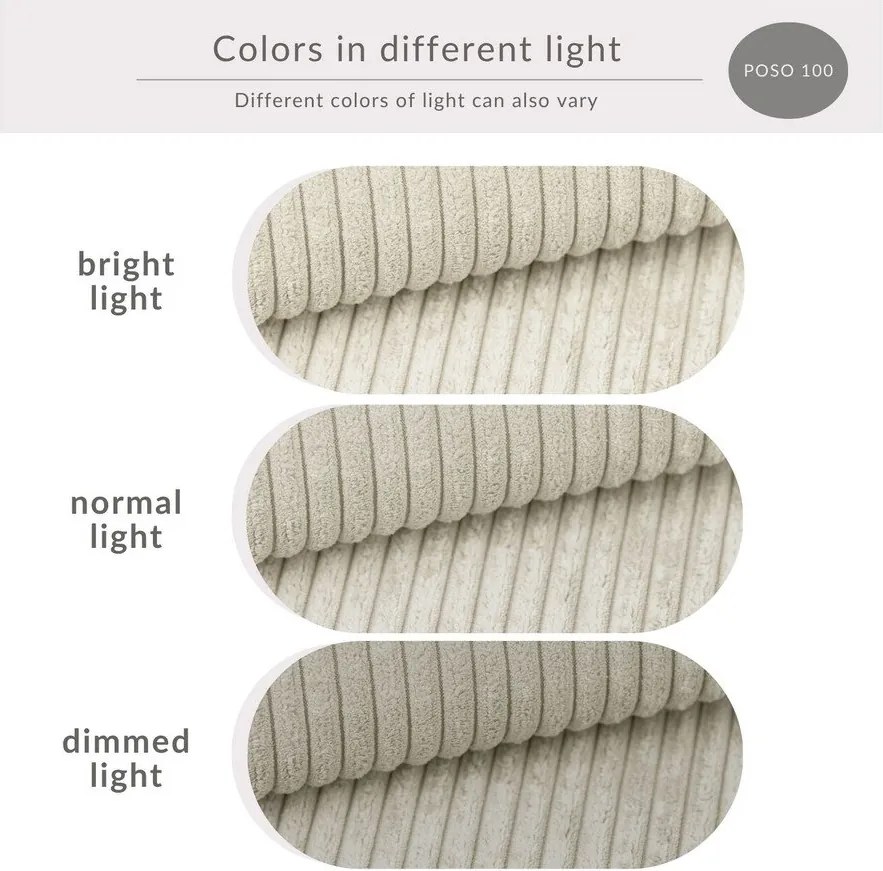 Krémszínű kordbársony kinyitható-tárolóhelyes sarokkanapé (jobb oldali-L alakú) Tonga – Maison de Rêve