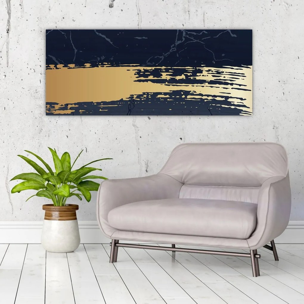 Kép - Kék és arany absztrakció N⁰2 (120x50 cm)