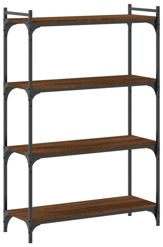 4 szintes barna tölgy színű szerelt fa könyvespolc 80x30x120 cm