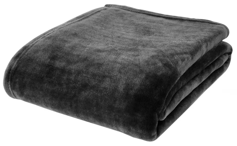 Fekete mikroplüss ágytakaró 200x240 cm Raschel Velvet – Catherine Lansfield